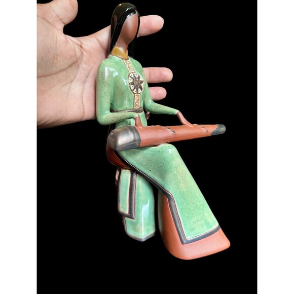 Gom Viet Fine Arts Terracotta Art Deco Elegant Vietnamese Sculpture, 9”H x 5” - Picture 2 of 12